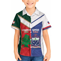 Custom Rugby Samoa and Lebanon Hawaiian Shirt Toa Samoa Cedars Together