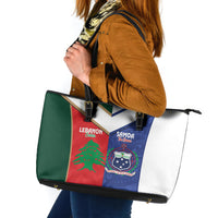 Rugby Samoa and Lebanon Leather Tote Bag Toa Samoa Cedars Together
