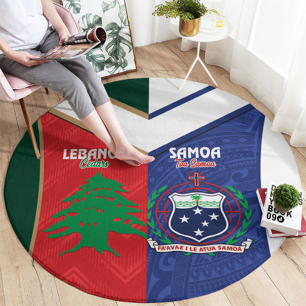 Rugby Samoa and Lebanon Round Carpet Toa Samoa Cedars Together