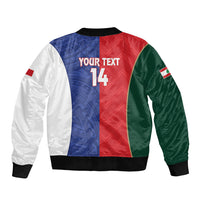 Custom Rugby Samoa and Lebanon Sleeve Zip Bomber Jacket Toa Samoa Cedars Together