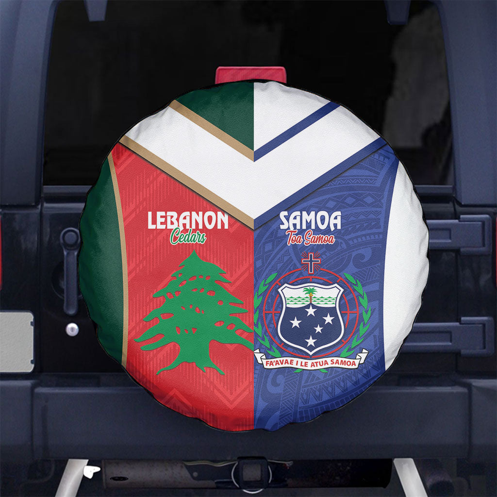 Rugby Samoa and Lebanon Spare Tire Cover Toa Samoa Cedars Together