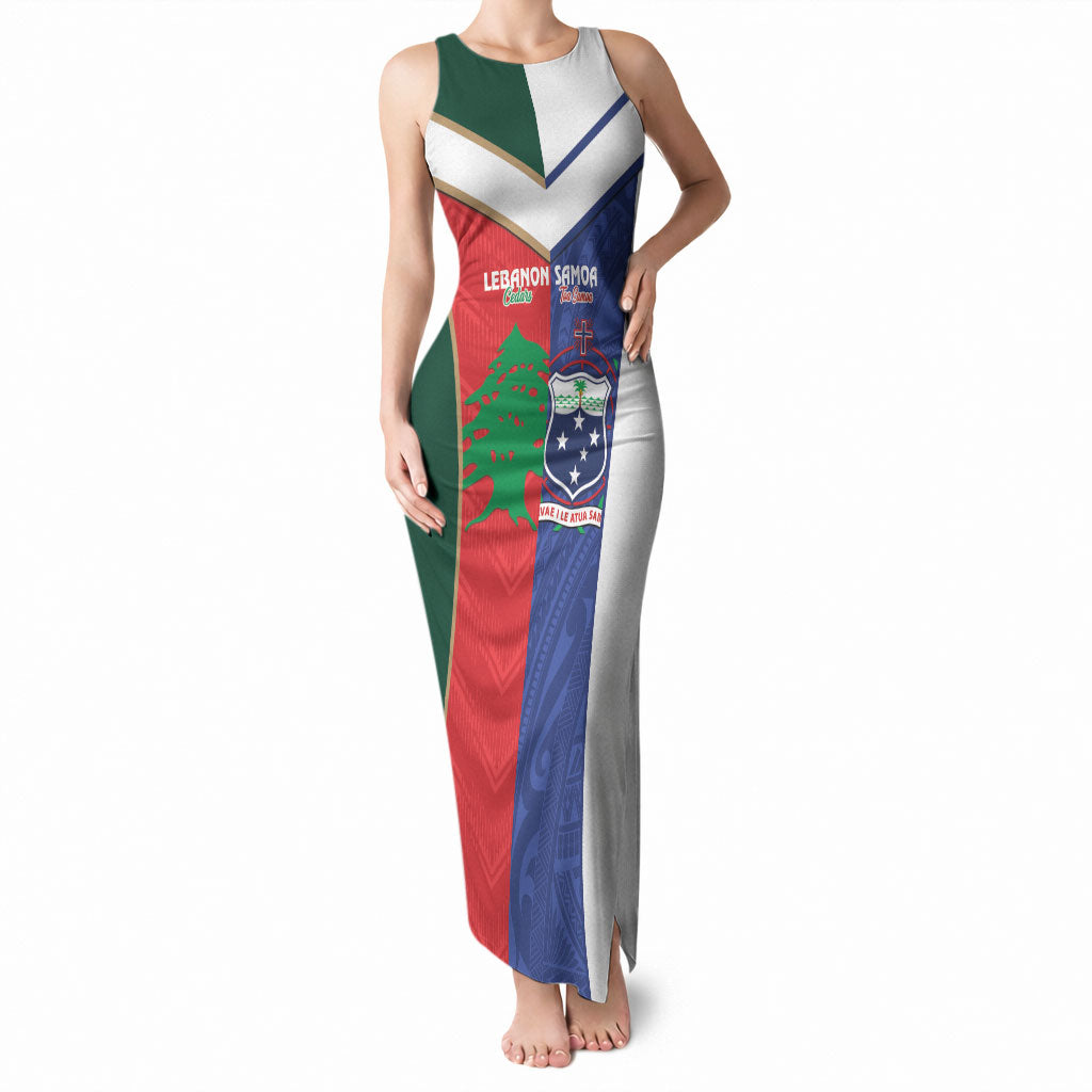Custom Rugby Samoa and Lebanon Tank Maxi Dress Toa Samoa Cedars Together