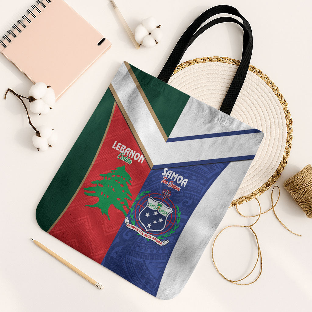 Rugby Samoa and Lebanon Tote Bag Toa Samoa Cedars Together