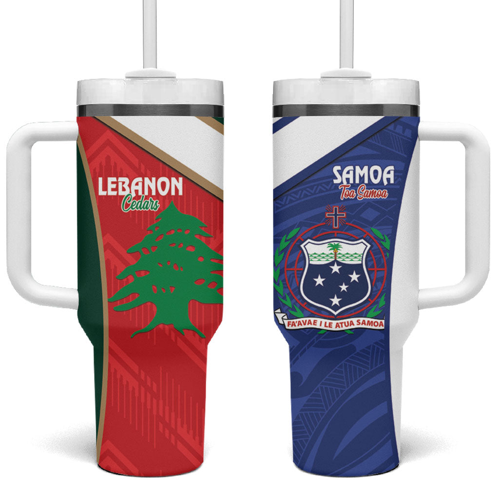 Rugby Samoa and Lebanon Tumbler With Handle Toa Samoa Cedars Together