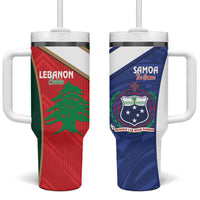 Rugby Samoa and Lebanon Tumbler With Handle Toa Samoa Cedars Together