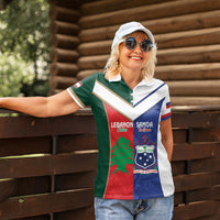 Custom Rugby Samoa and Lebanon Women Polo Shirt Toa Samoa Cedars Together