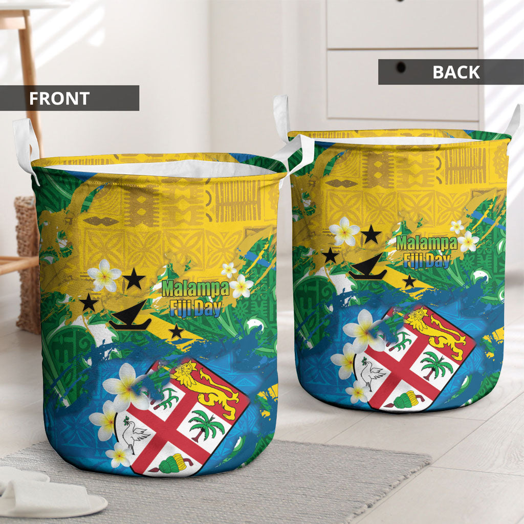 Malampa Fiji Day Laundry Basket 10 October Together We Grow Grunge Tapa Motifs