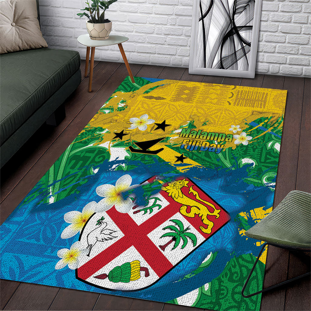 Malampa Fiji Day Area Rug 10 October Together We Grow Grunge Tapa Motifs