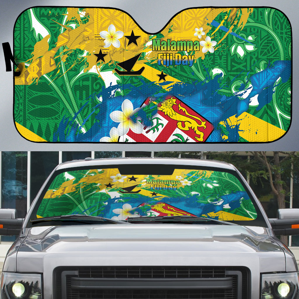 Malampa Fiji Day Auto Sun Shade 10 October Together We Grow Grunge Tapa Motifs