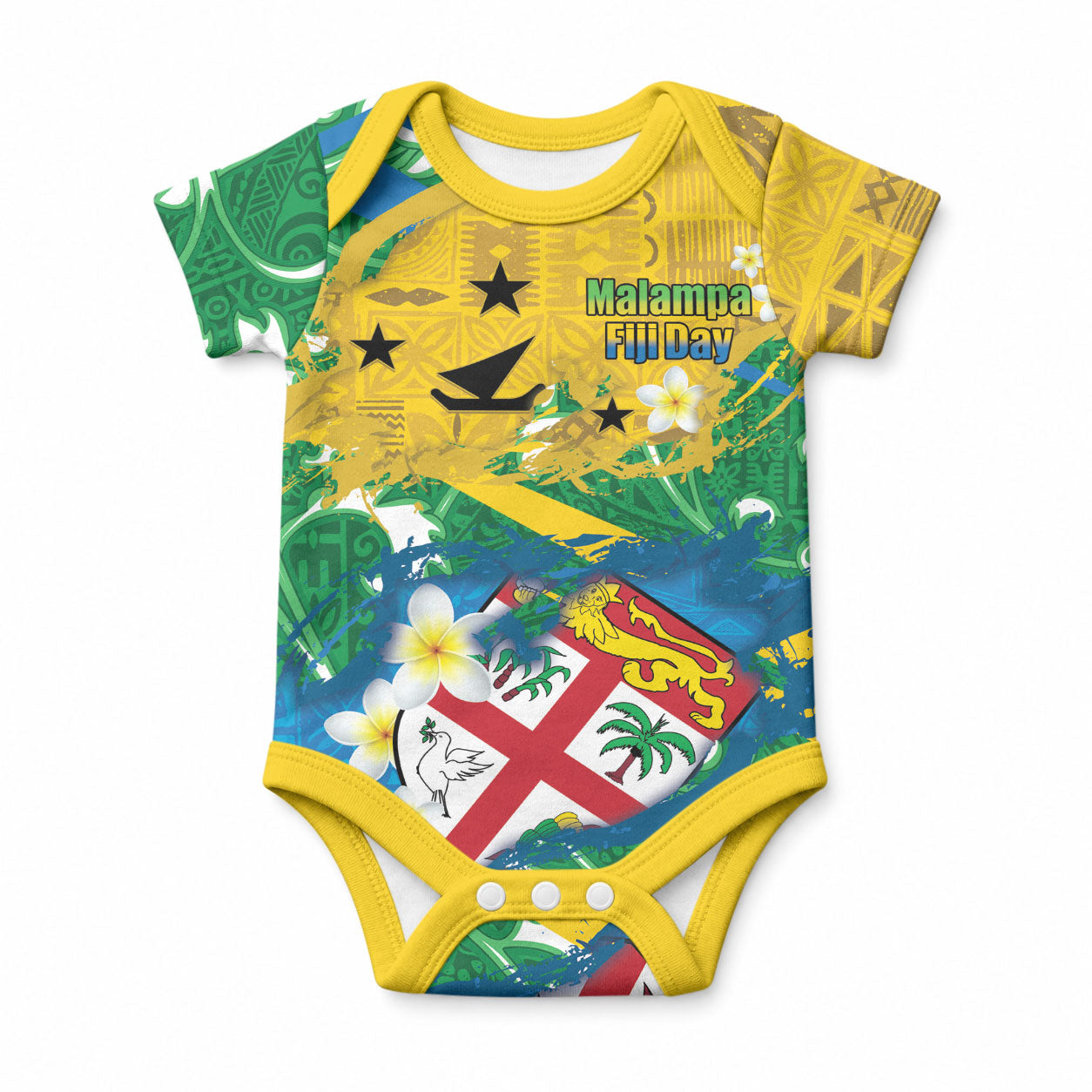 Malampa Fiji Day Baby Onesie 10 October Together We Grow Grunge Tapa Motifs