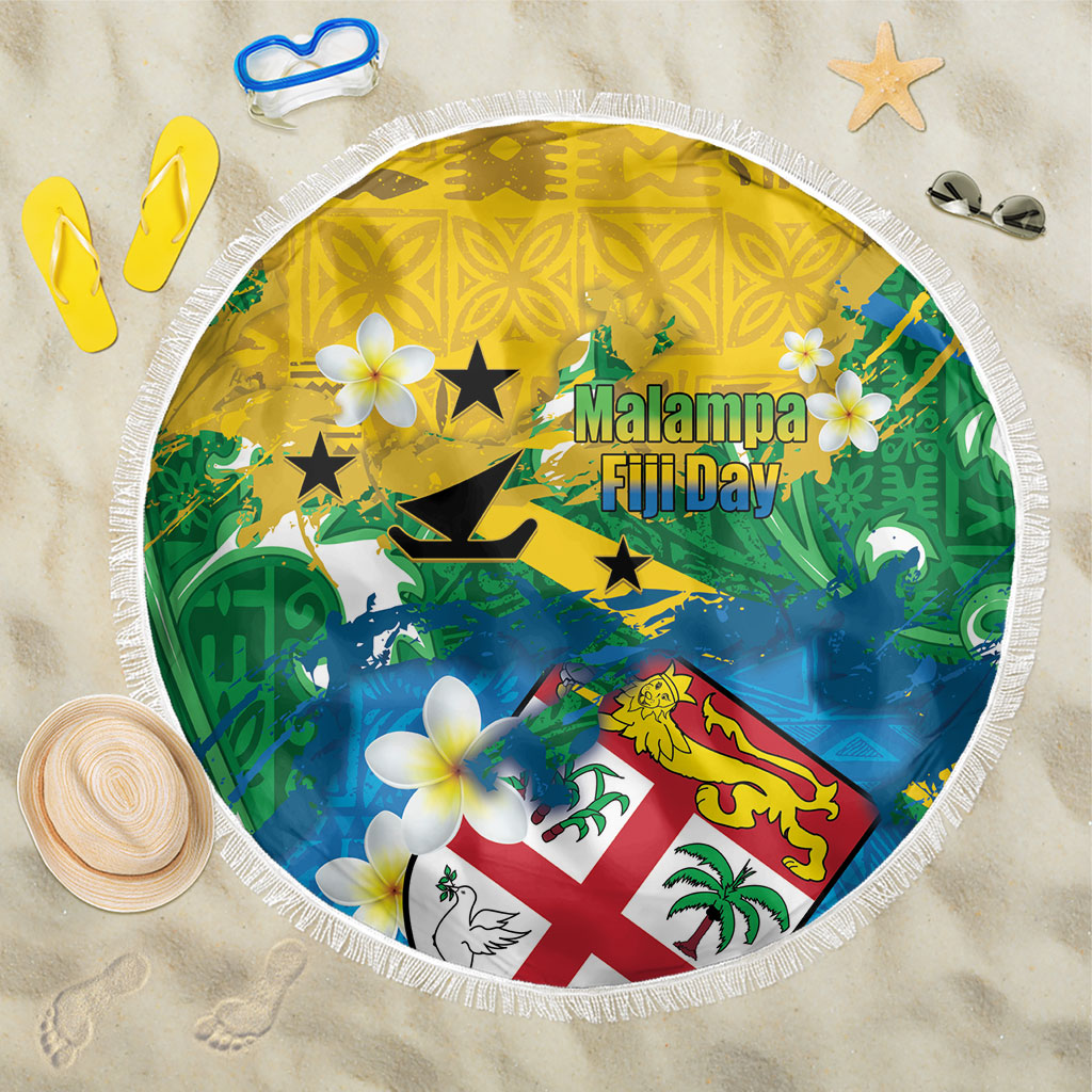 Malampa Fiji Day Beach Blanket 10 October Together We Grow Grunge Tapa Motifs