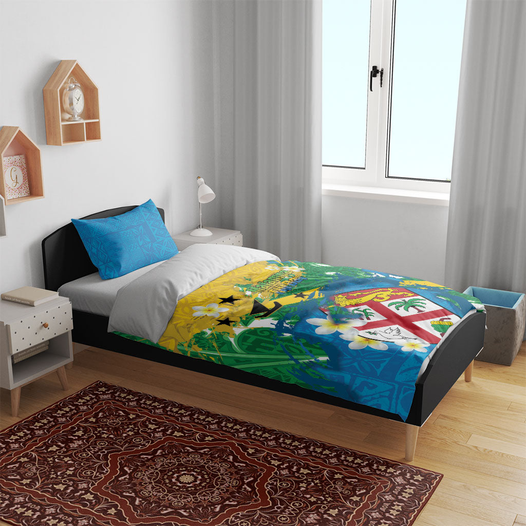 Malampa Fiji Day Bedding Set 10 October Together We Grow Grunge Tapa Motifs