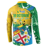 Malampa Fiji Day Button Sweatshirt 10 October Together We Grow Grunge Tapa Motifs