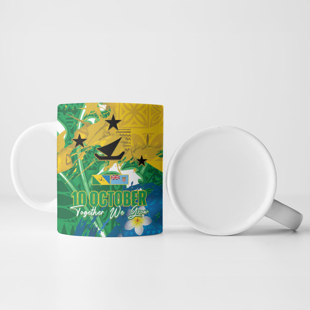 Malampa Fiji Day Ceramic Mug 10 October Together We Grow Grunge Tapa Motifs