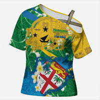 Malampa Fiji Day Cross Shoulder Shirt 10 October Together We Grow Grunge Tapa Motifs