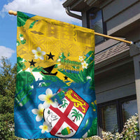 Malampa Fiji Day Garden Flag 10 October Together We Grow Grunge Tapa Motifs