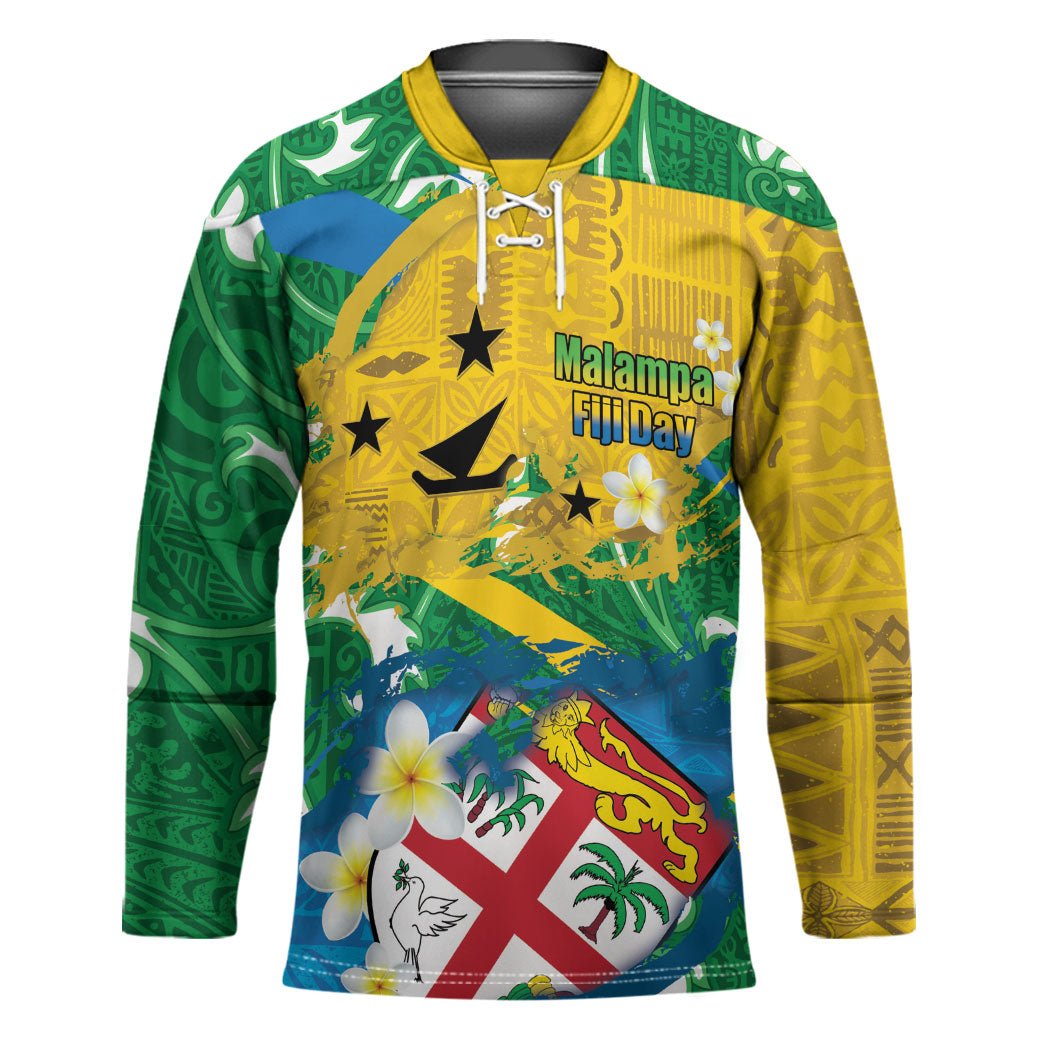 Malampa Fiji Day Hockey Jersey 10 October Together We Grow Grunge Tapa Motifs LT14 Unisex Multicolor - Polynesian Pride