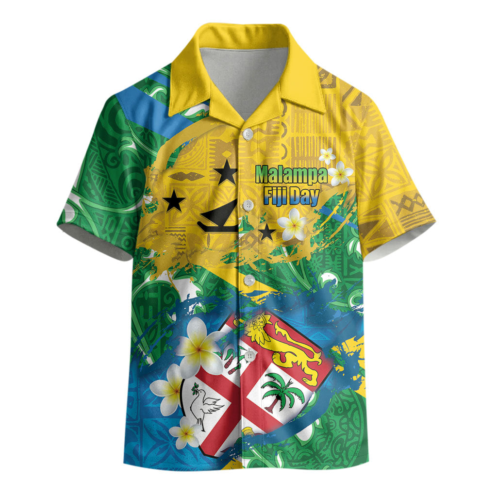 Malampa Fiji Day Kid Hawaiian Shirt 10 October Together We Grow Grunge Tapa Motifs