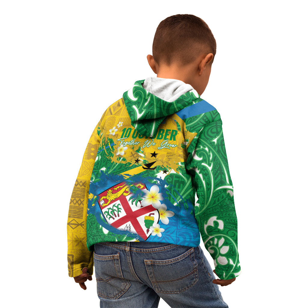 Malampa Fiji Day Kid Hoodie 10 October Together We Grow Grunge Tapa Motifs