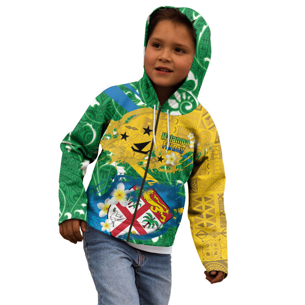 Malampa Fiji Day Kid Hoodie 10 October Together We Grow Grunge Tapa Motifs