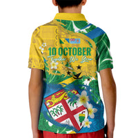 Malampa Fiji Day Kid Polo Shirt 10 October Together We Grow Grunge Tapa Motifs
