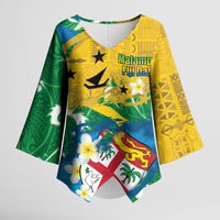 Malampa Fiji Day Kimono Sleeve Blouse 10 October Together We Grow Grunge Tapa Motifs