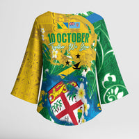 Malampa Fiji Day Kimono Sleeve Blouse 10 October Together We Grow Grunge Tapa Motifs
