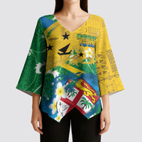 Malampa Fiji Day Kimono Sleeve Blouse 10 October Together We Grow Grunge Tapa Motifs