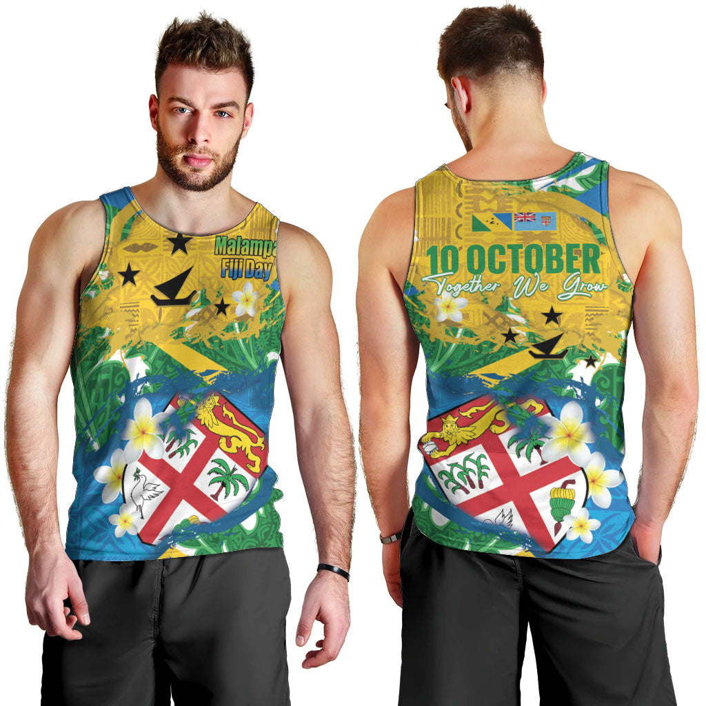 Malampa Fiji Day Men Tank Top 10 October Together We Grow Grunge Tapa Motifs