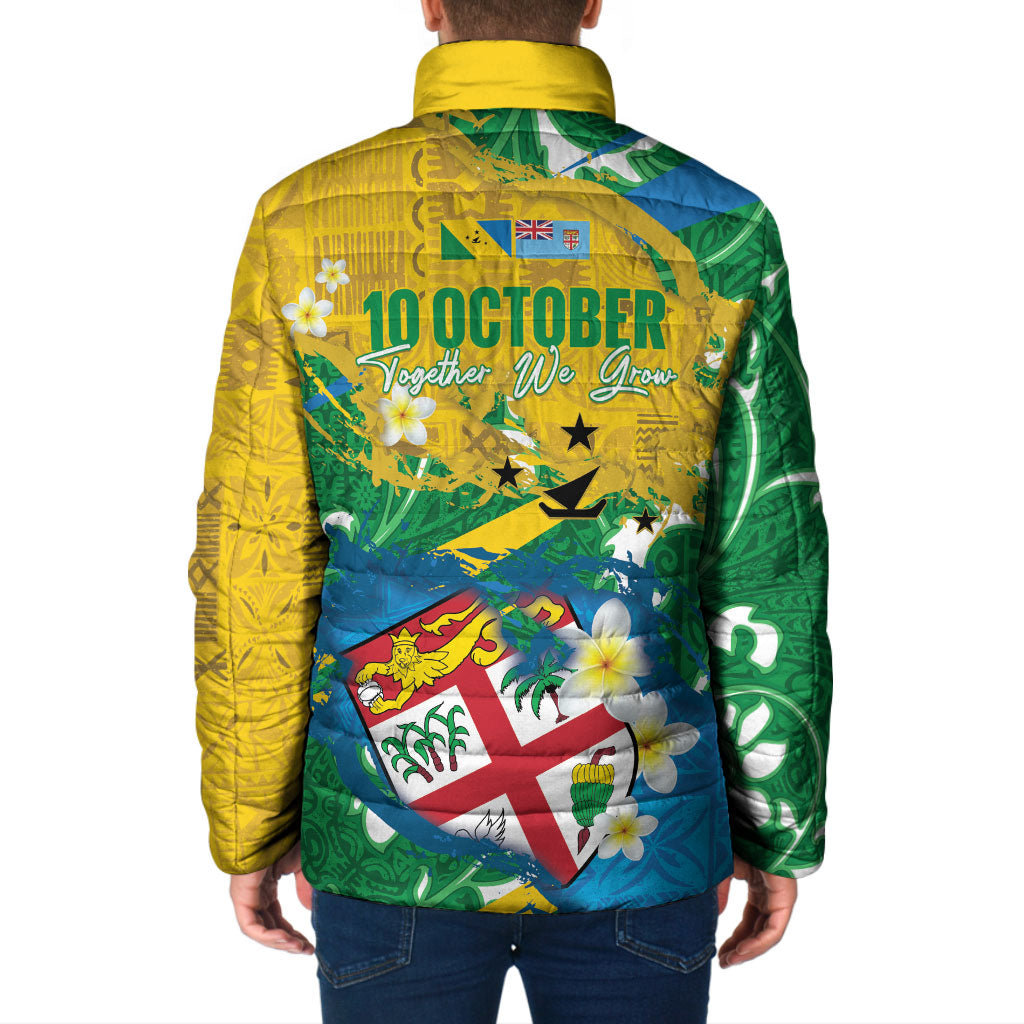 Malampa Fiji Day Padded Jacket 10 October Together We Grow Grunge Tapa Motifs
