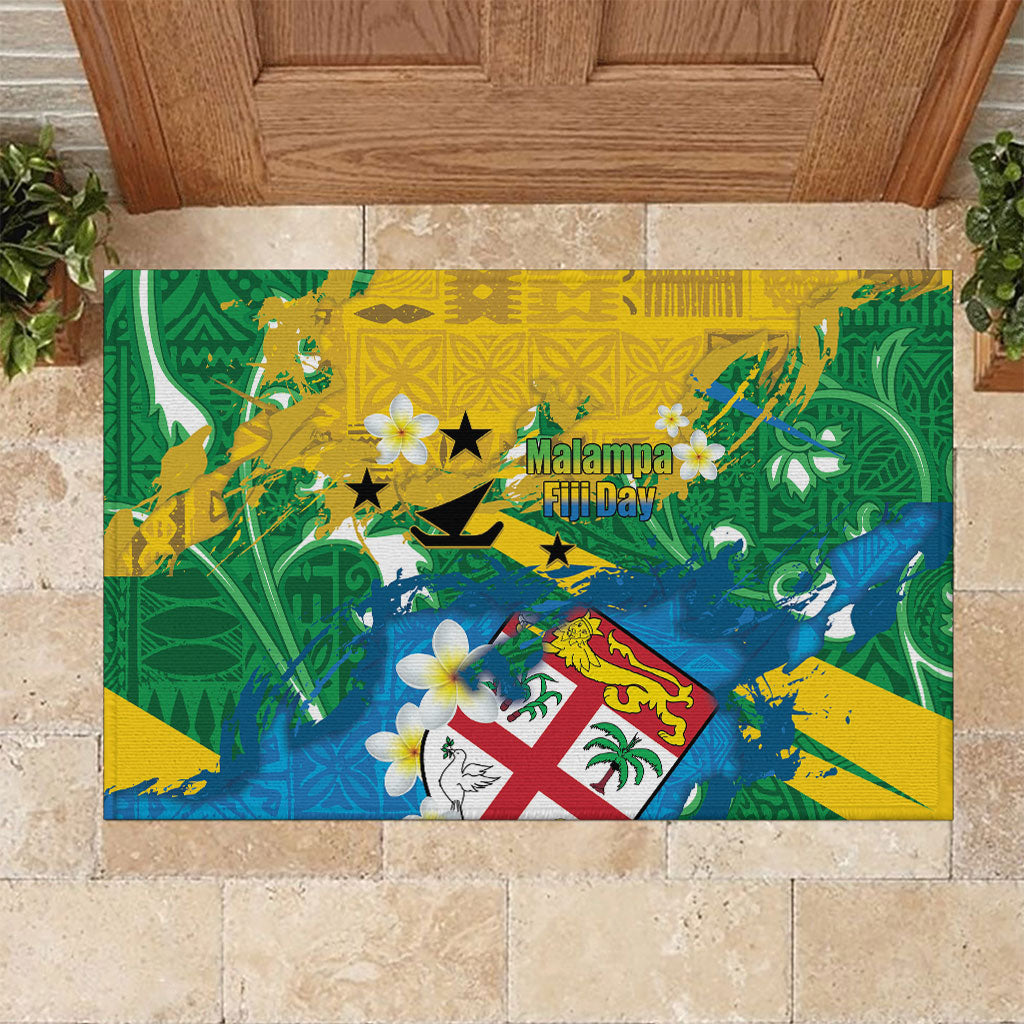 Malampa Fiji Day Rubber Doormat 10 October Together We Grow Grunge Tapa Motifs