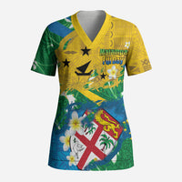 Malampa Fiji Day Scrub Top 10 October Together We Grow Grunge Tapa Motifs