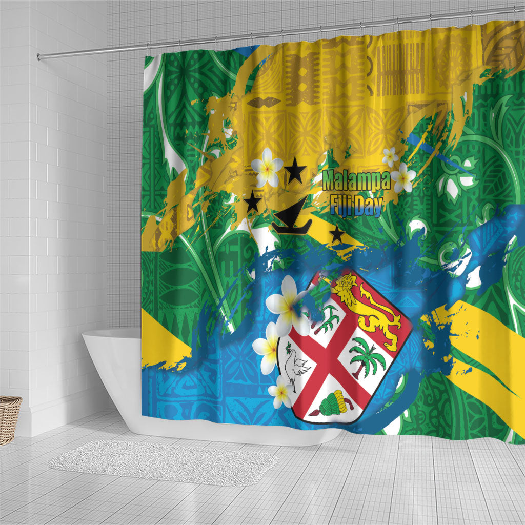 Malampa Fiji Day Shower Curtain 10 October Together We Grow Grunge Tapa Motifs