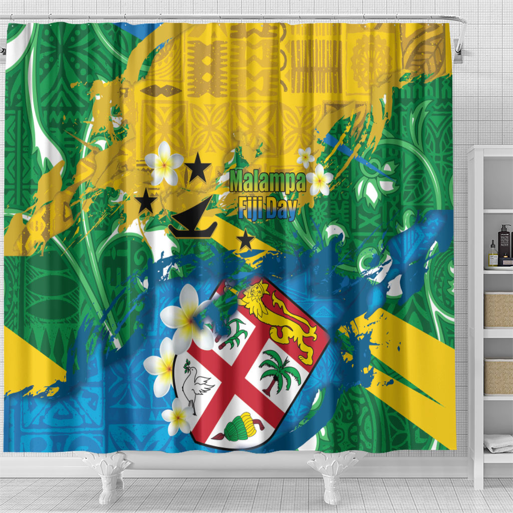 Malampa Fiji Day Shower Curtain 10 October Together We Grow Grunge Tapa Motifs