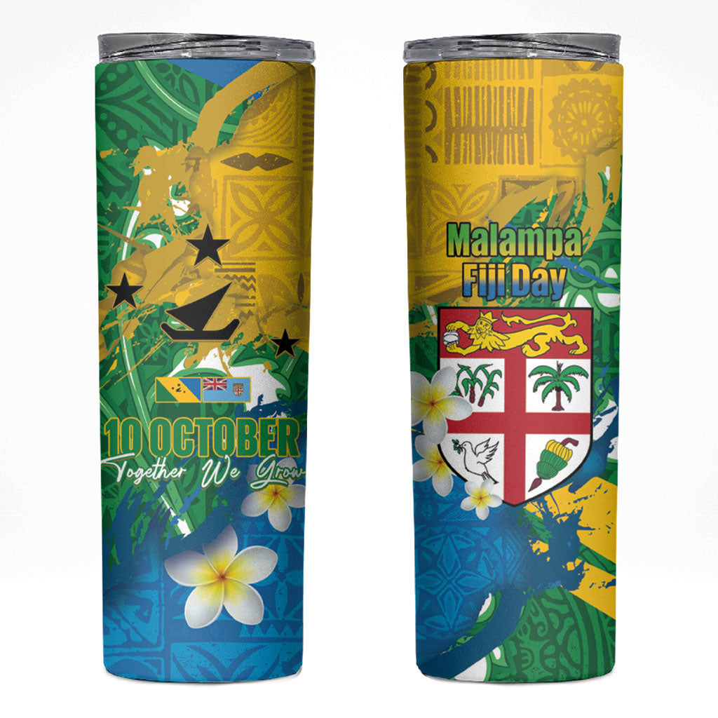Malampa Fiji Day Skinny Tumbler 10 October Together We Grow Grunge Tapa Motifs