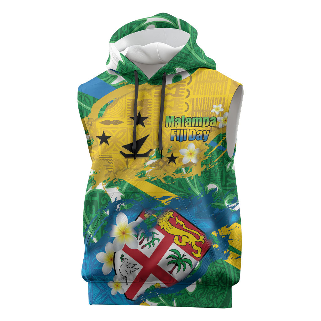 Malampa Fiji Day Sleeveless Hoodie 10 October Together We Grow Grunge Tapa Motifs