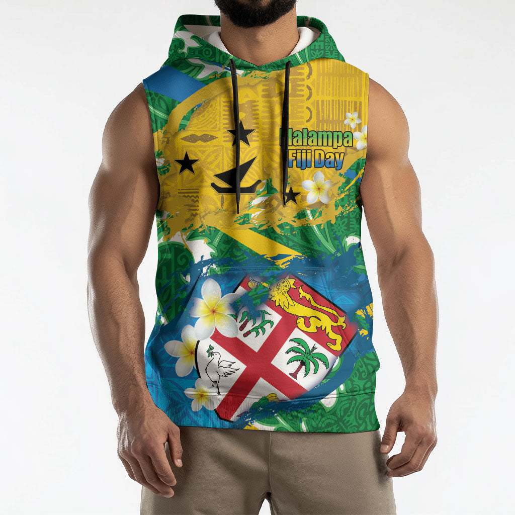 Malampa Fiji Day Sleeveless Hoodie 10 October Together We Grow Grunge Tapa Motifs