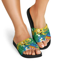 Malampa Fiji Day Slide Sandals 10 October Together We Grow Grunge Tapa Motifs