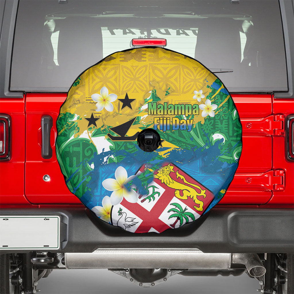 Malampa Fiji Day Spare Tire Cover 10 October Together We Grow Grunge Tapa Motifs