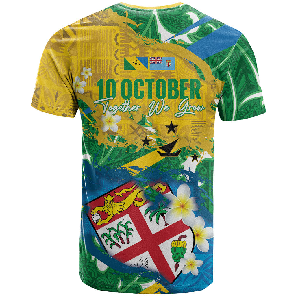 Malampa Fiji Day T Shirt 10 October Together We Grow Grunge Tapa Motifs