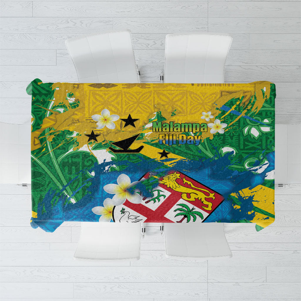 Malampa Fiji Day Tablecloth 10 October Together We Grow Grunge Tapa Motifs