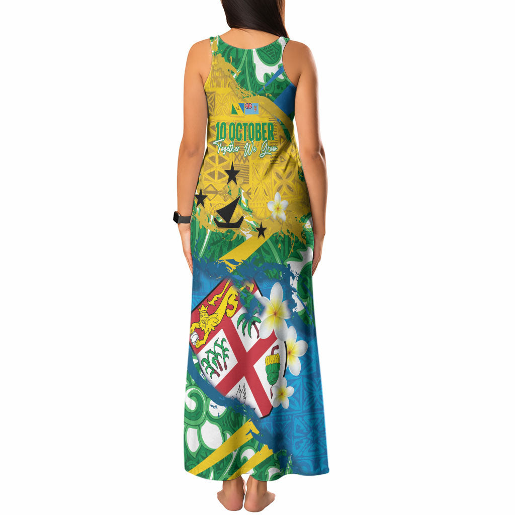 Malampa Fiji Day Tank Maxi Dress 10 October Together We Grow Grunge Tapa Motifs