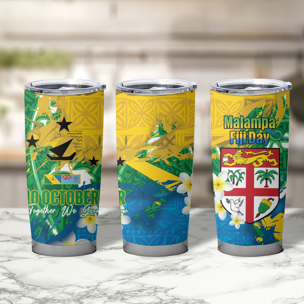 Malampa Fiji Day Tumbler Cup 10 October Together We Grow Grunge Tapa Motifs