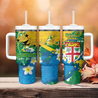 Malampa Fiji Day Tumbler With Handle 10 October Together We Grow Grunge Tapa Motifs