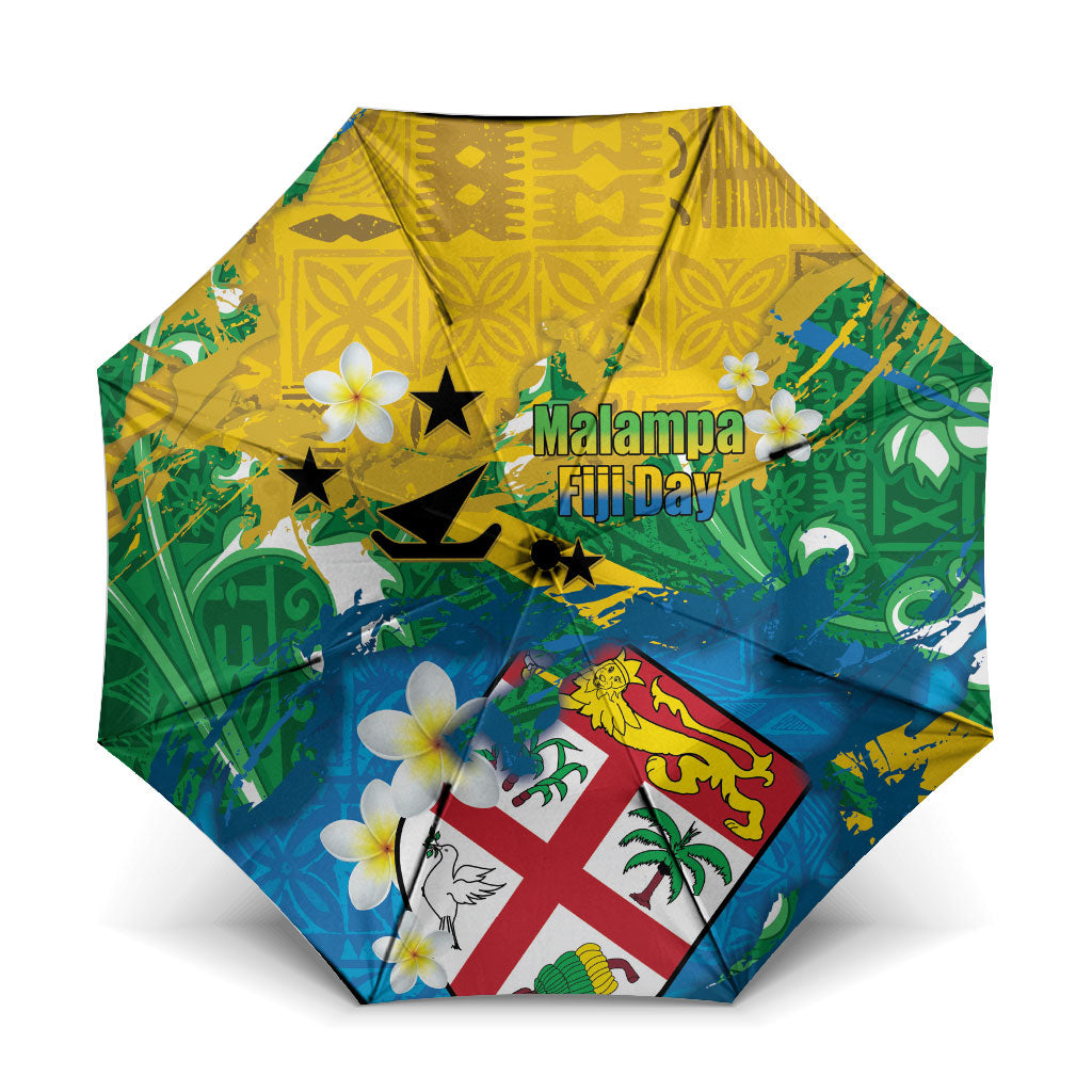 Malampa Fiji Day Umbrella 10 October Together We Grow Grunge Tapa Motifs LT14 One Size Folded 11.42 inch Opened Diameter 37.4 inch Multicolor - Polynesian Pride