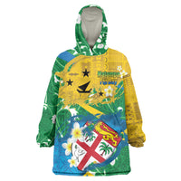 Malampa Fiji Day Wearable Blanket Hoodie 10 October Together We Grow Grunge Tapa Motifs