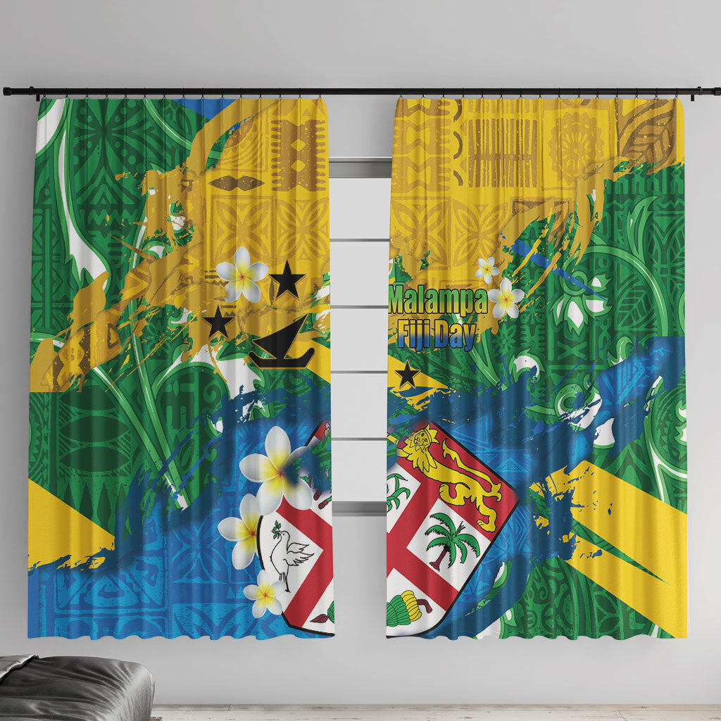Malampa Fiji Day Window Curtain 10 October Together We Grow Grunge Tapa Motifs
