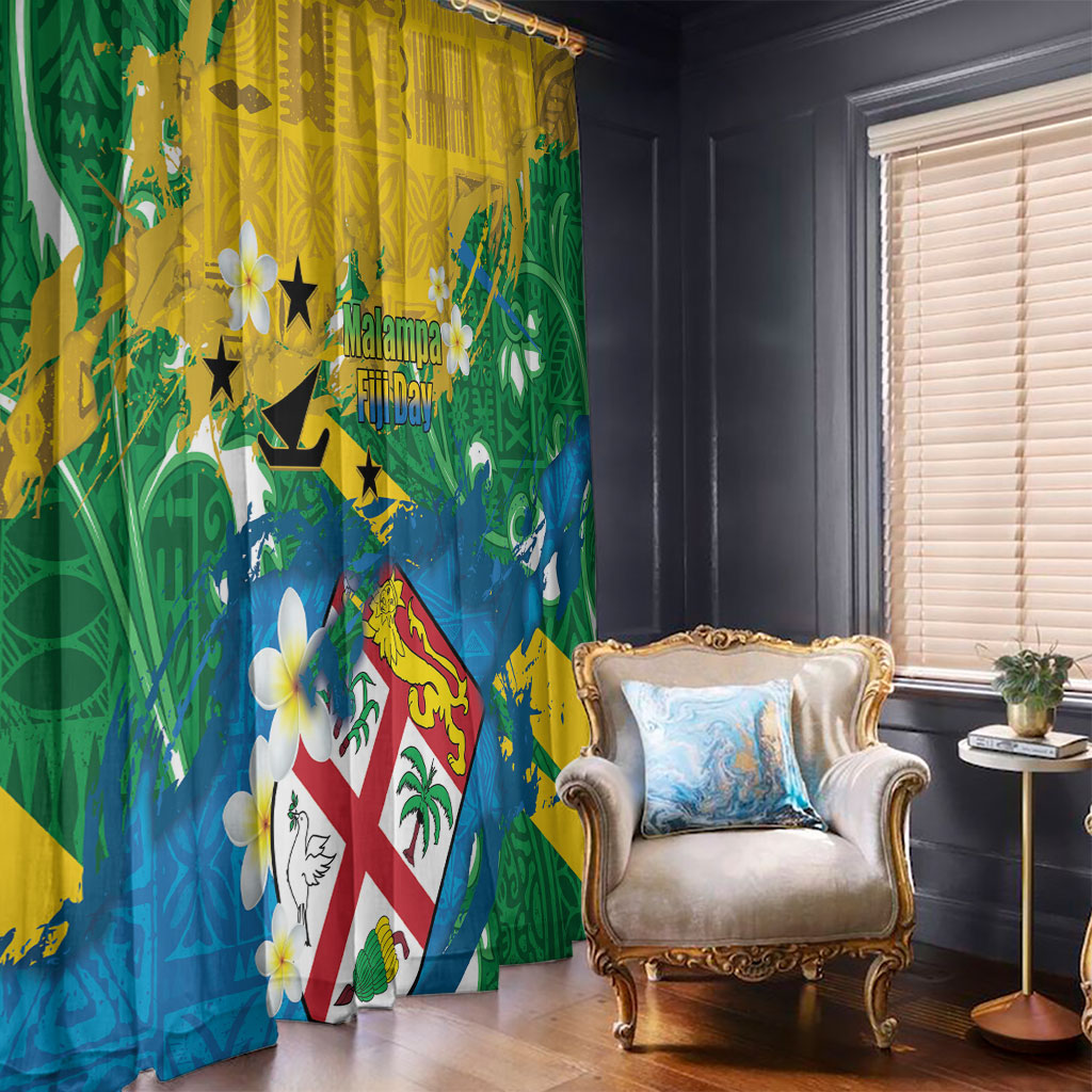 Malampa Fiji Day Window Curtain 10 October Together We Grow Grunge Tapa Motifs