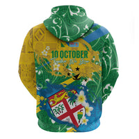 Malampa Fiji Day Zip Hoodie 10 October Together We Grow Grunge Tapa Motifs