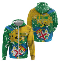 Malampa Fiji Day Zip Hoodie 10 October Together We Grow Grunge Tapa Motifs